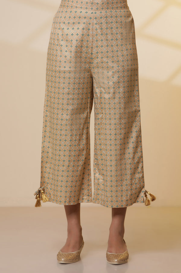 Purple Foil Printed Sequined LIVA Kurta, Printed Culottes and Dupatta Set