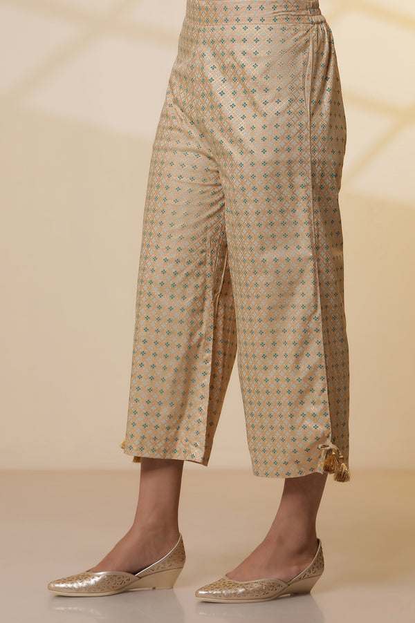 Purple Foil Printed Sequined LIVA Kurta, Printed Culottes and Dupatta Set