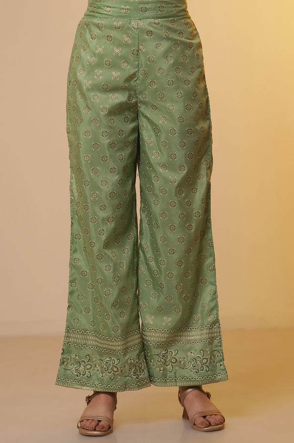 Blue Colour-Block Printed Kurta, Palazzo and Dupatta Set