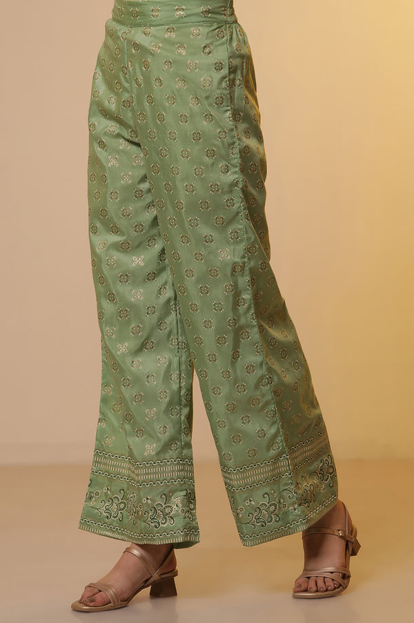 Blue Colour-Block Printed Kurta, Palazzo and Dupatta Set