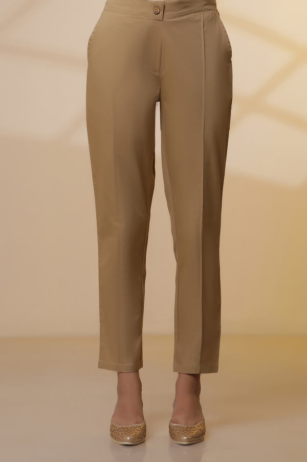 Beige Stripe Printed Straight Kurta and Pants Set