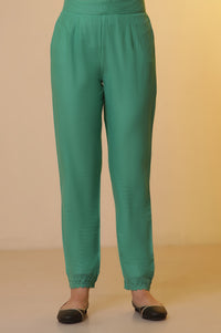 Yellow Cotton Dobby Kurta, Pants and Dupatta Set