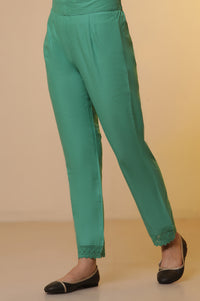 Yellow Cotton Dobby Kurta, Pants and Dupatta Set