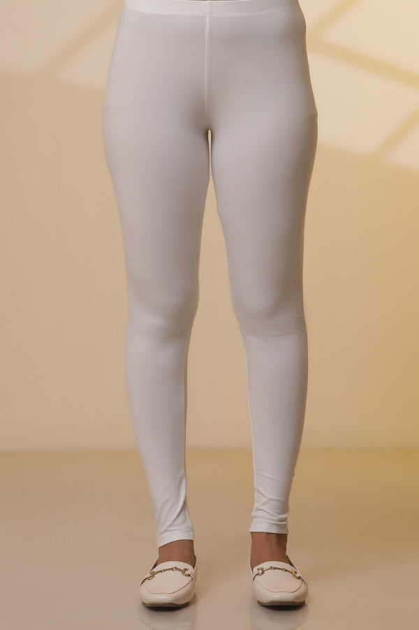 White Floral Printed Flared Kalidar Kurta, Tights and Dupatta Set