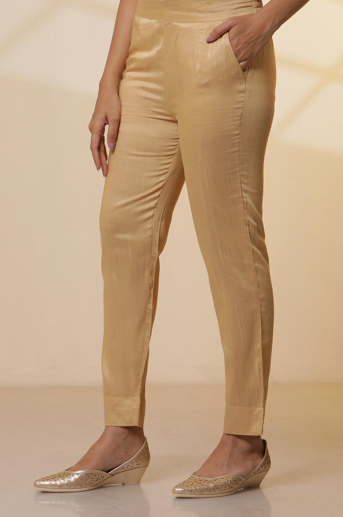 Blue-Embellished-Lurex-Stripes-Kurta,-Trousers-and-Dupatta-Set