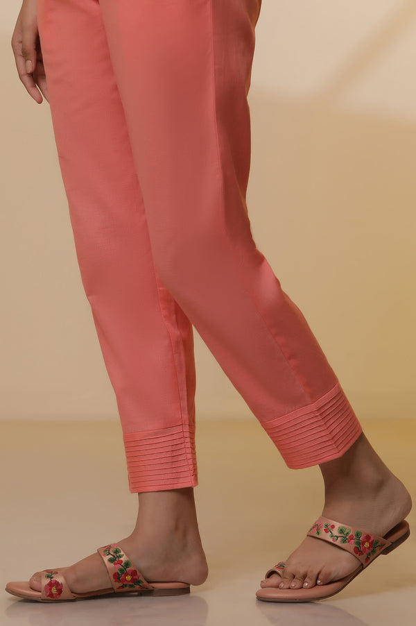 Elleven Women's Peach Dobby Stripper Casual Kurta and Pants Set