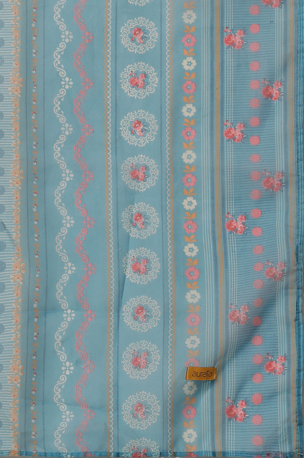 White Embroidered Cotton Blend Straight Kurta, Narrow Palazzos and Dupatta Set