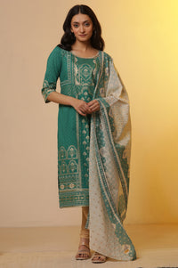 Green Foil Printed Kurta, Tights and Dupatta Set