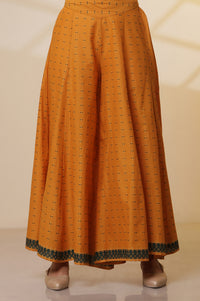 Green Printed Round Neck Kurta, Semi-Flared Palazzo and Dupatta Set