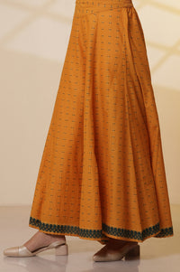 Green Printed Round Neck Kurta, Semi-Flared Palazzo and Dupatta Set