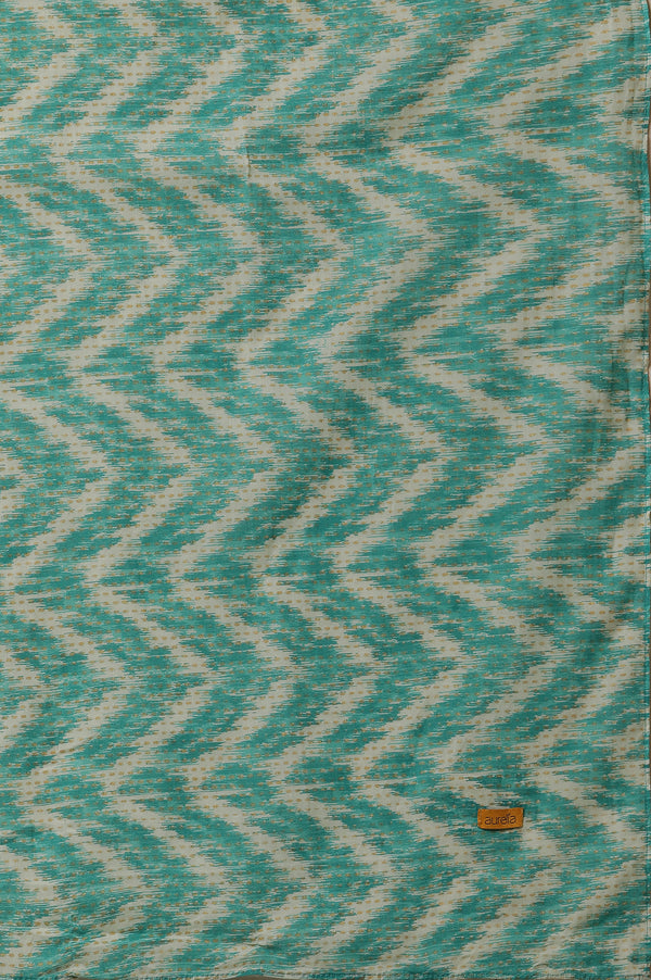 Blue Ikat Foil Printed Kurta, Palazzo and Dupatta Set