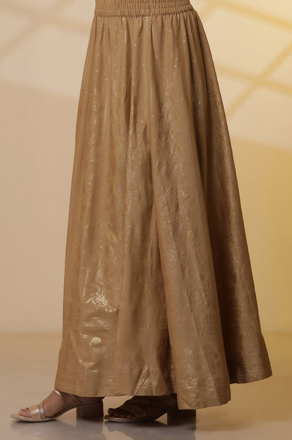 Dark Green Embroidered Yoke Kurta, Flared Skirta and Dupatta Set