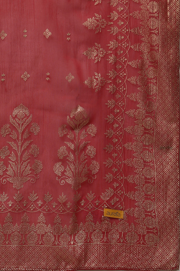 Black Zari Embroidered Straight Kurta, Red Printed Skirt and Dupatta Set