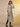 Beige Yarn-Dyed Striped Crinkled Kurta, Tights and Dupatta Set