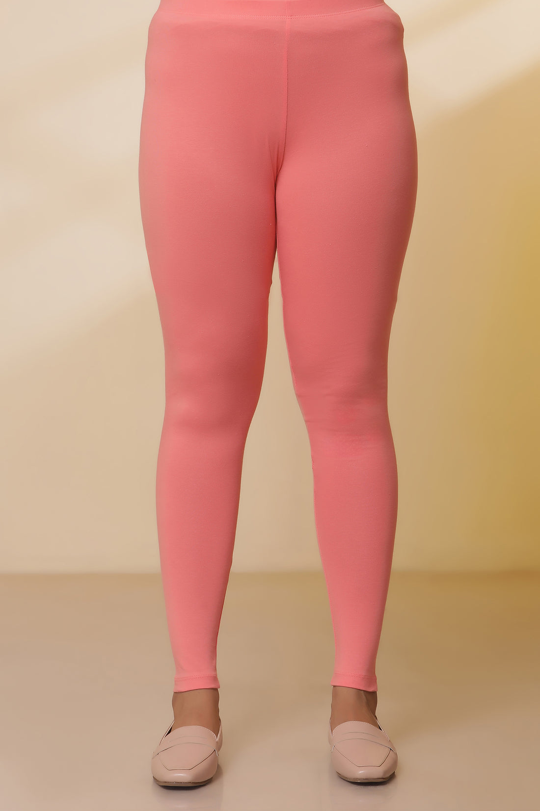 Shell-Pink-Checker-Cotton-Kurta,-Tights-and-Dupatta-Set