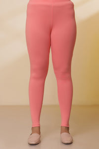 Shell-Pink-Checker-Cotton-Kurta,-Tights-and-Dupatta-Set