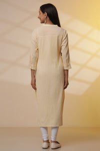 Yellow and White Striped Cotton Kurex Kurta and Tight Set