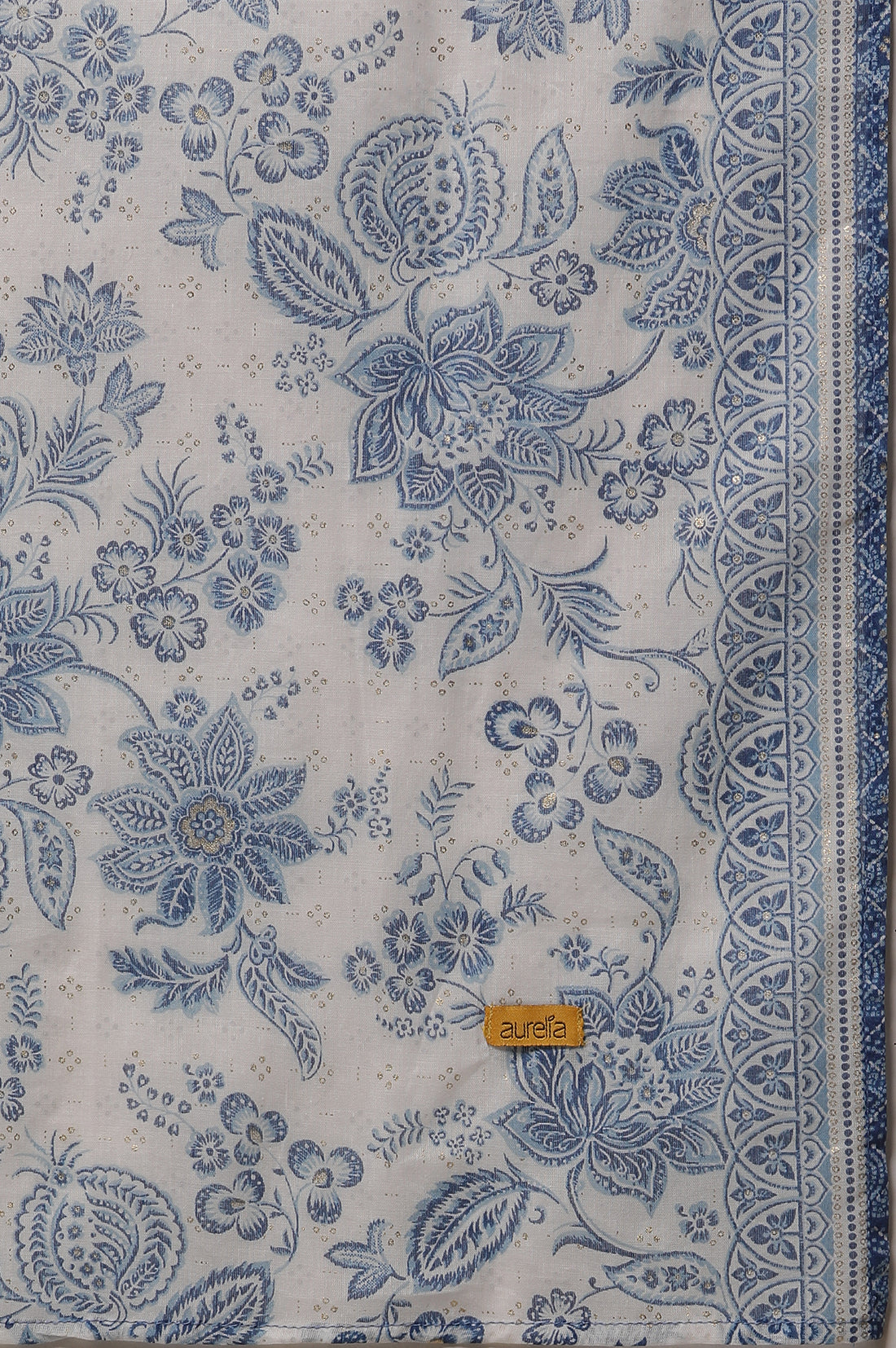 Blue Printed Anarkali Kurta, Tight and Dupatta Set
