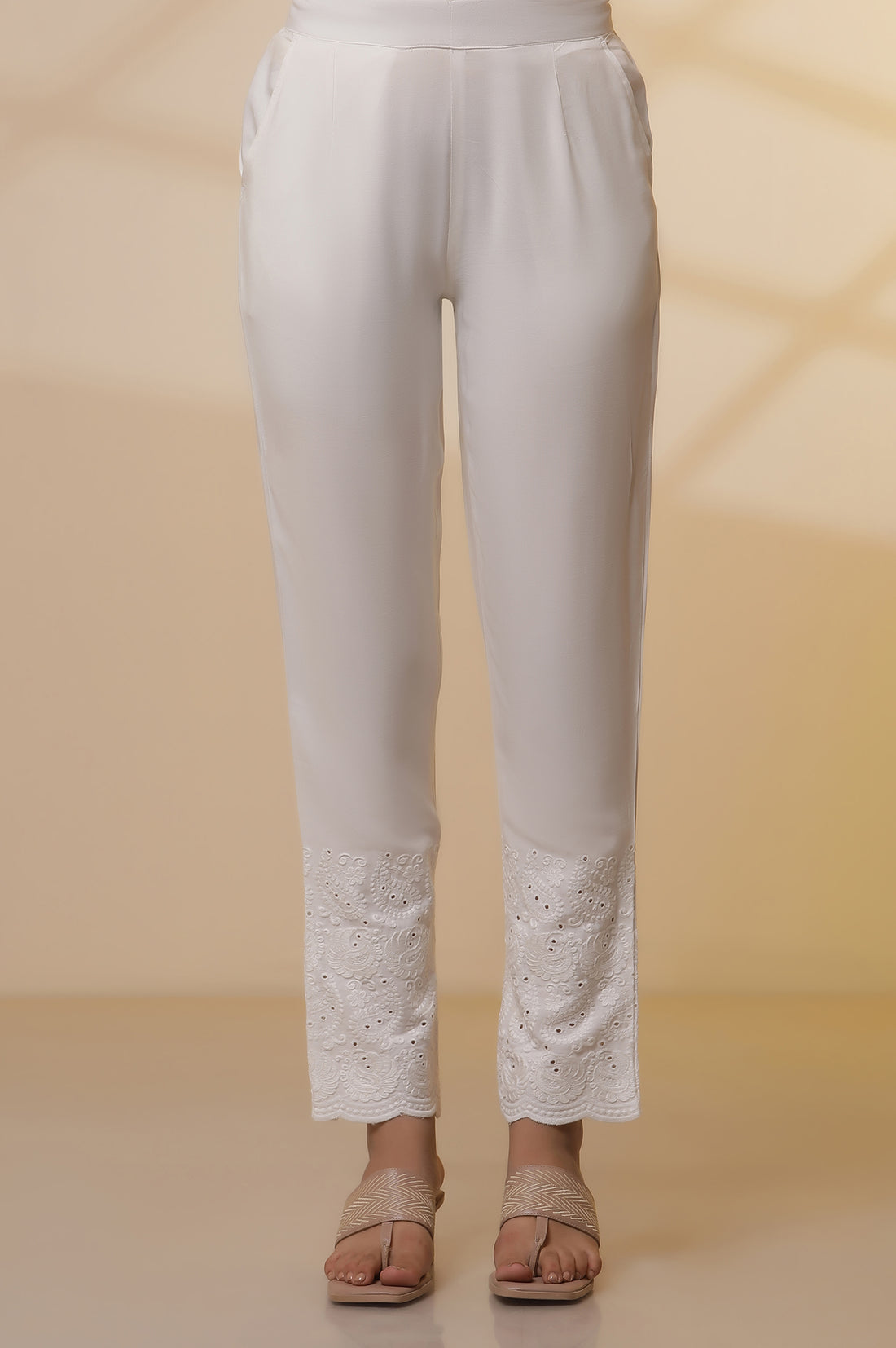 Pink Schiffli Embroidered Kurta, Pants and Mesh Dupatta Set