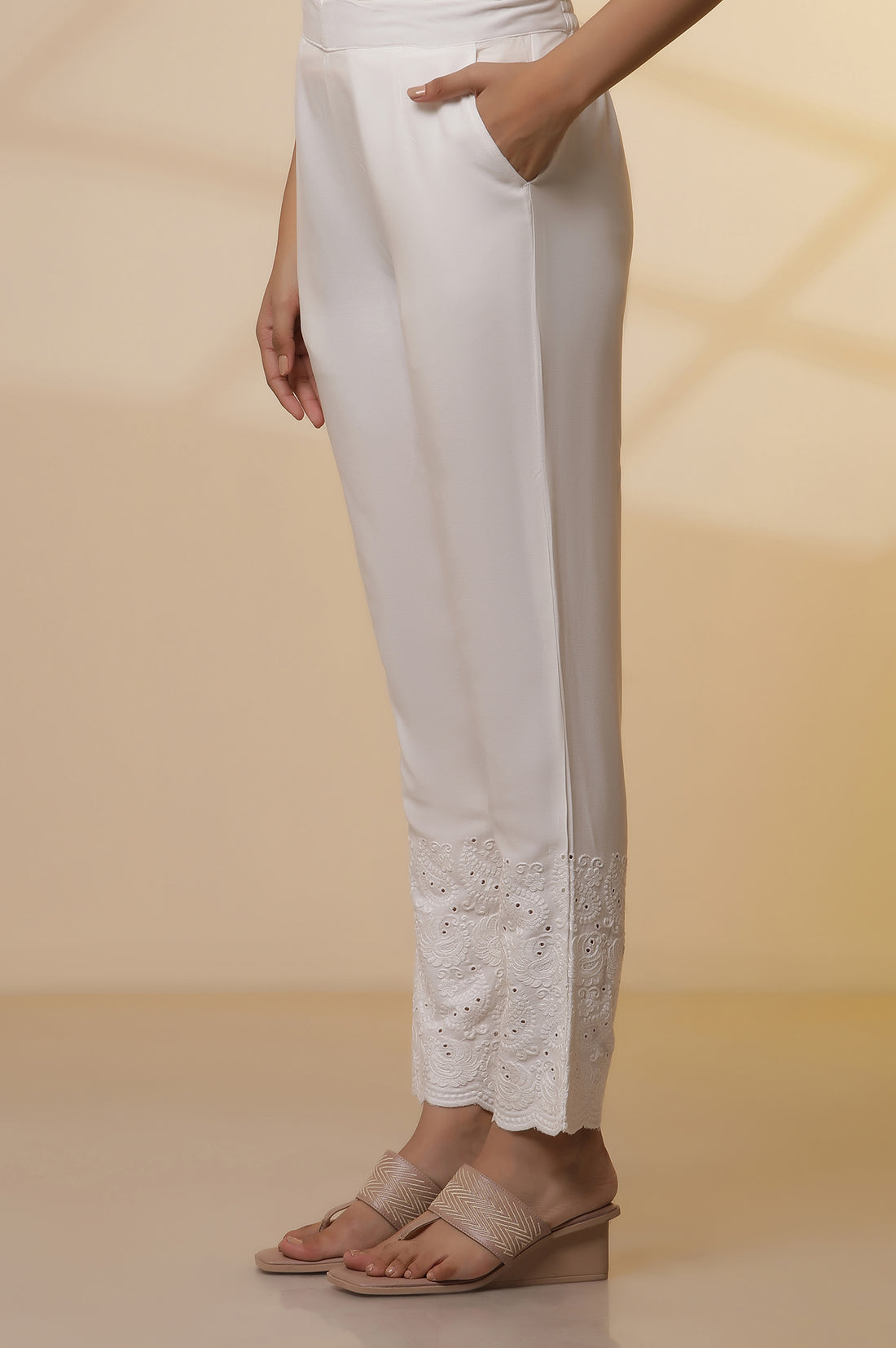 Pink Schiffli Embroidered Kurta, Pants and Mesh Dupatta Set