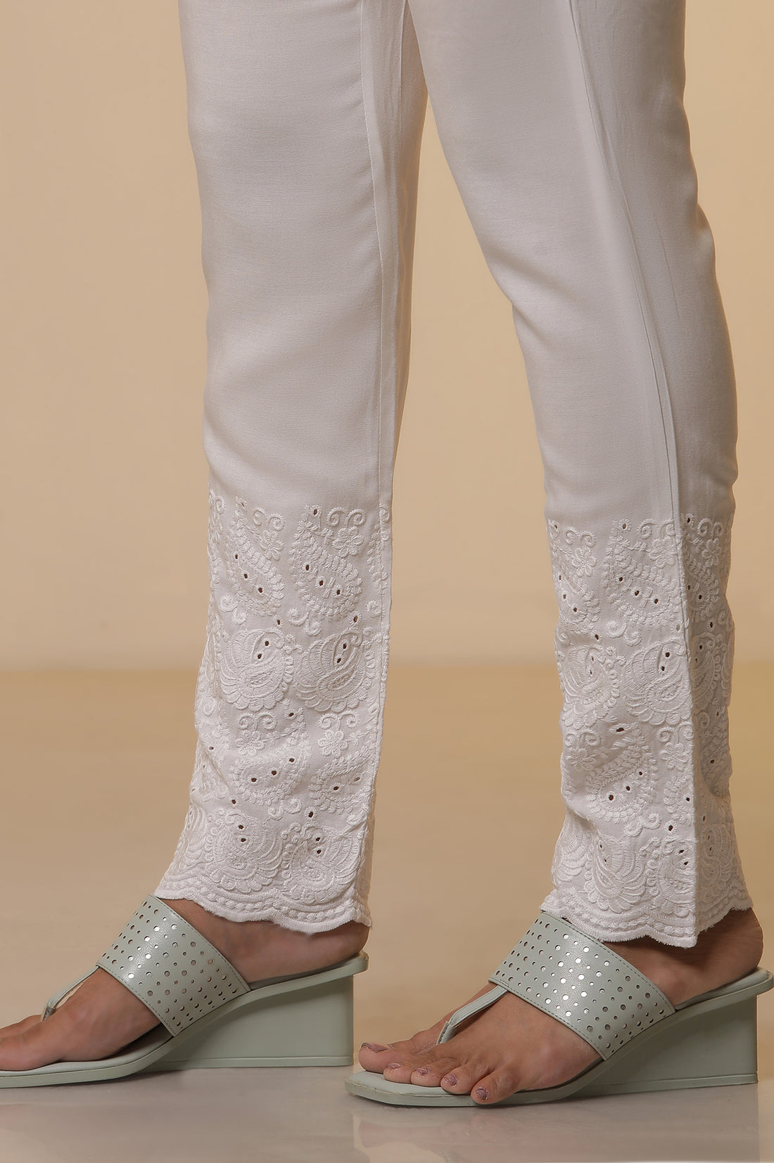 Mint Blue Embroidered Kurta, Pants and Dupatta Set