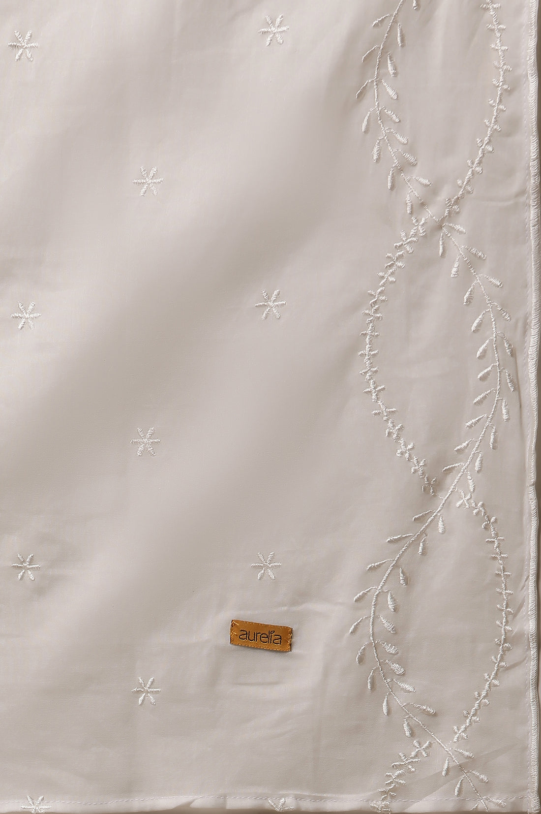 White Embroidered Cotton Kurta, Palazzo and Duptta Set