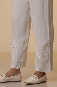 Green Embroidered Schiffli Kurta, Palazzo and Dupatta Set