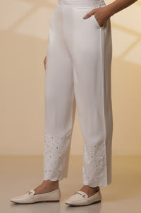 Green Embroidered Schiffli Kurta, Palazzo and Dupatta Set