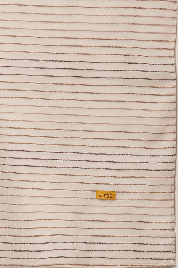 Light Beige Cotton Flax Kurta, Pants with Dupatta Set