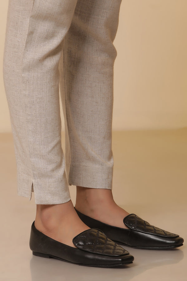 Light Beige Cotton Flax Kurta, Pants with Dupatta Set