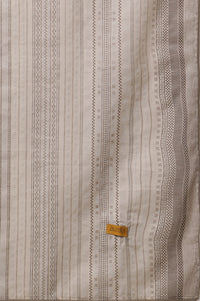 Off-White Stripe Printed Cotton Kurta, Trousers and Dupatta Set