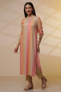 Multi-coloured Printed Straight Kurta, Pants and Dupatta Set