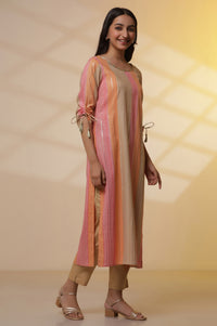 Multi-coloured Printed Straight Kurta, Pants and Dupatta Set