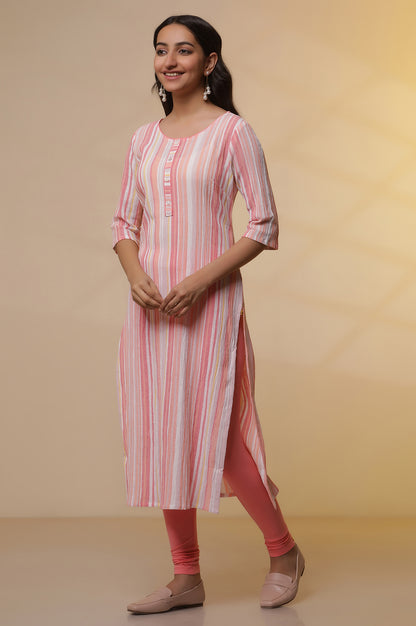 Soft Multi-coloured Dobby Printed Kurta, Tights and Dupatta Set