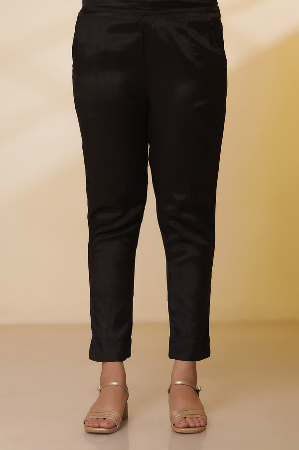 White Shantung Embroidered Straight Kurta, Pants with Dupatta Set