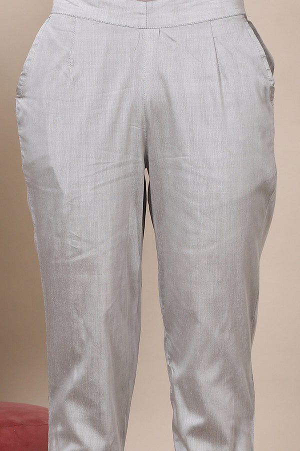 Blue A-line Pure Cotton Top and Trousers Set