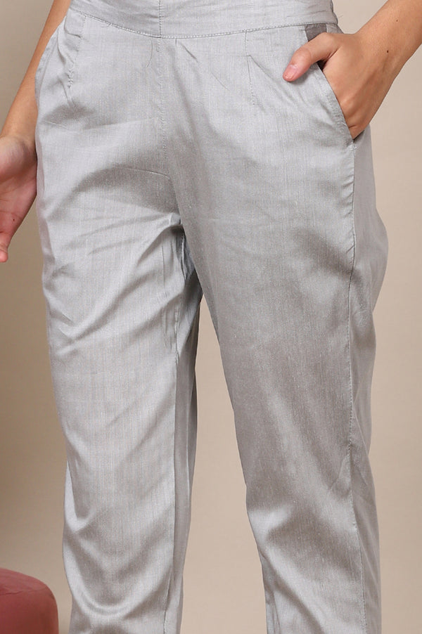 Blue A-line Pure Cotton Top and Trousers Set