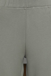 Green Solid Mid Rise Tights in Calf Length