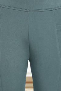 Green Solid Calf Length Tights