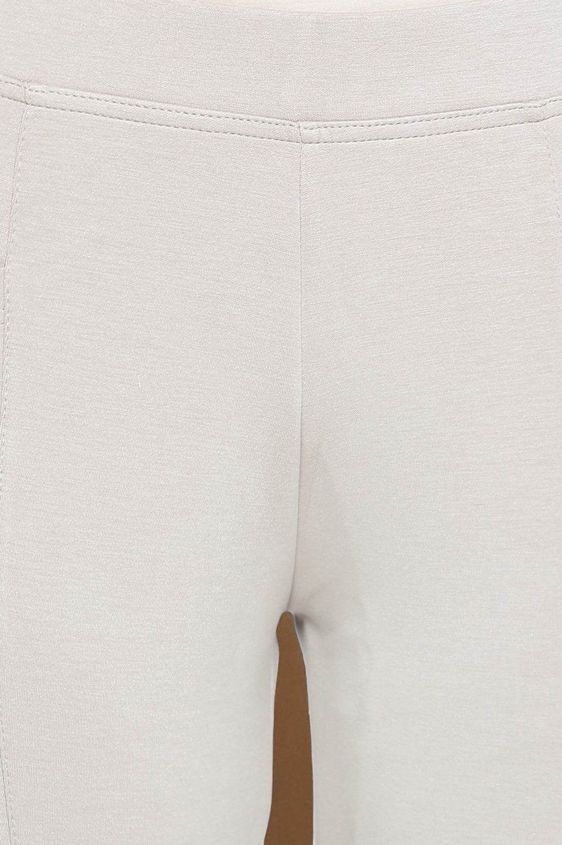 Tan Solid Mid Rise Tights in Calf Length