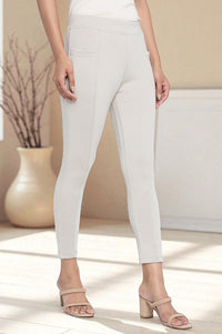 Tan Solid Mid Rise Tights in Calf Length