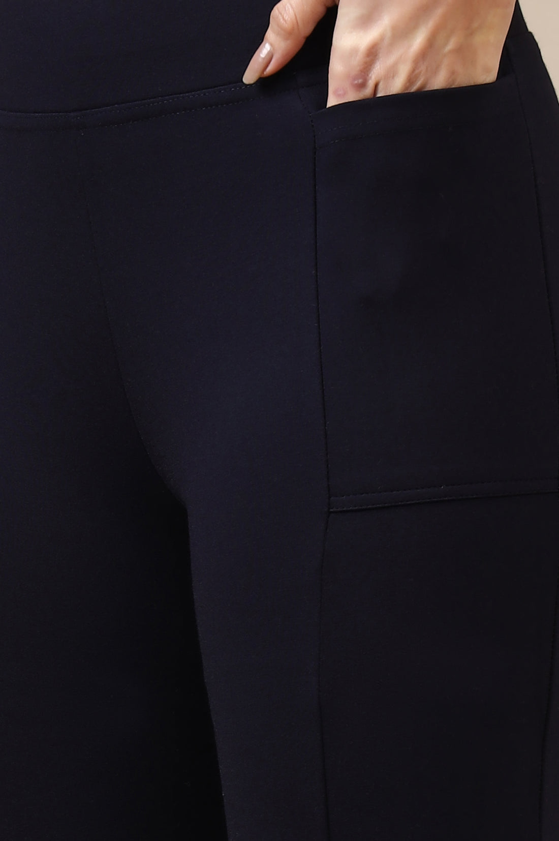 Navy Blue Flared Ankle Length Yoga Tights