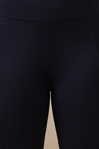 Navy Blue Flared Ankle Length Yoga Tights