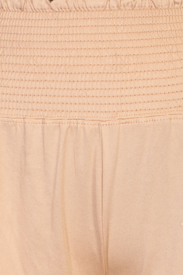 Light Gold Solid Wide Leg Ankle Length High Rise Palazzo