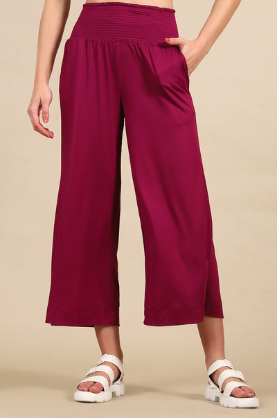 Deep Purple Smoked High Waisted Flared Pants
