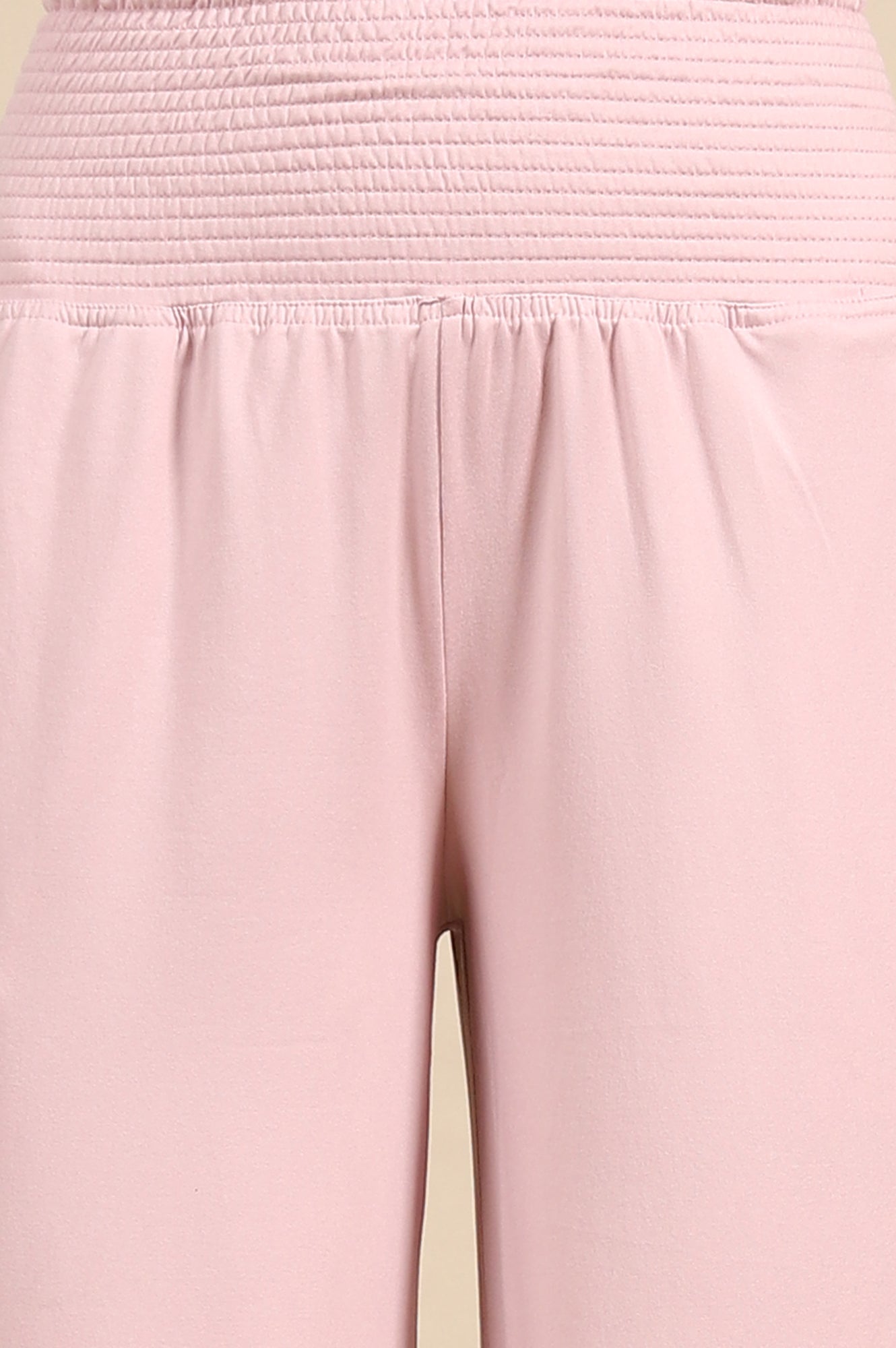 Pink Smoked High Waisted Flared Pants
