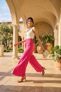 Fuchsia Solid Ankle Length Trousers