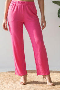 Pink Solid High Rise Straight Fit Ankle Length Trouser