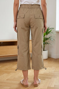 Khaki High Rise Cargo Pants