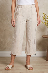 Cream High Rise Cargo Pants